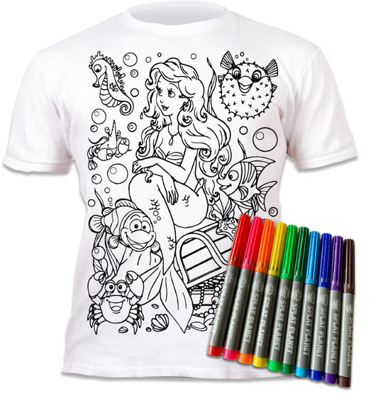Многоразовая раскраска-футболка SPLAT Planet, Русалка (размер от 3 до 11 лет)