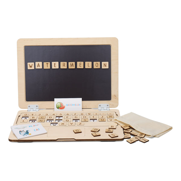 Educational wooden toy Portable magnet wooden laptop - alphabet (English)