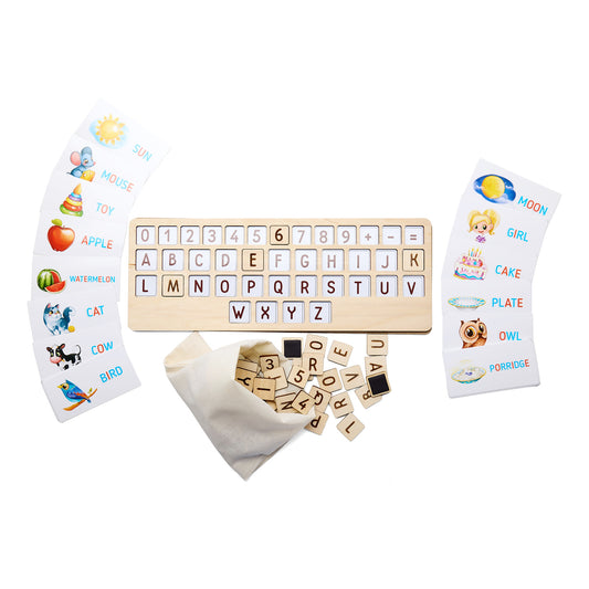 Сменная клавиатура для деревянного ноутбука (англ.), буквы + карточки