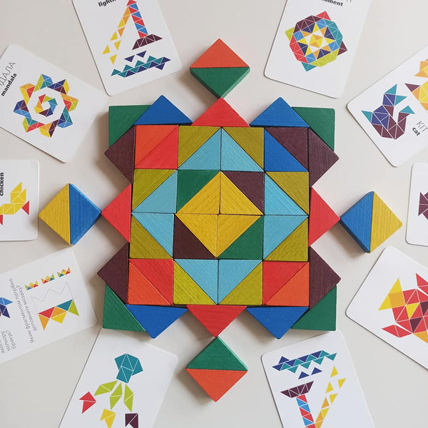 Igroteco Игрушка развивающая деревянная "Мозайка трехугольники", 64 шт.