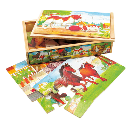 Деревянный пазл для детей в коробке Животные