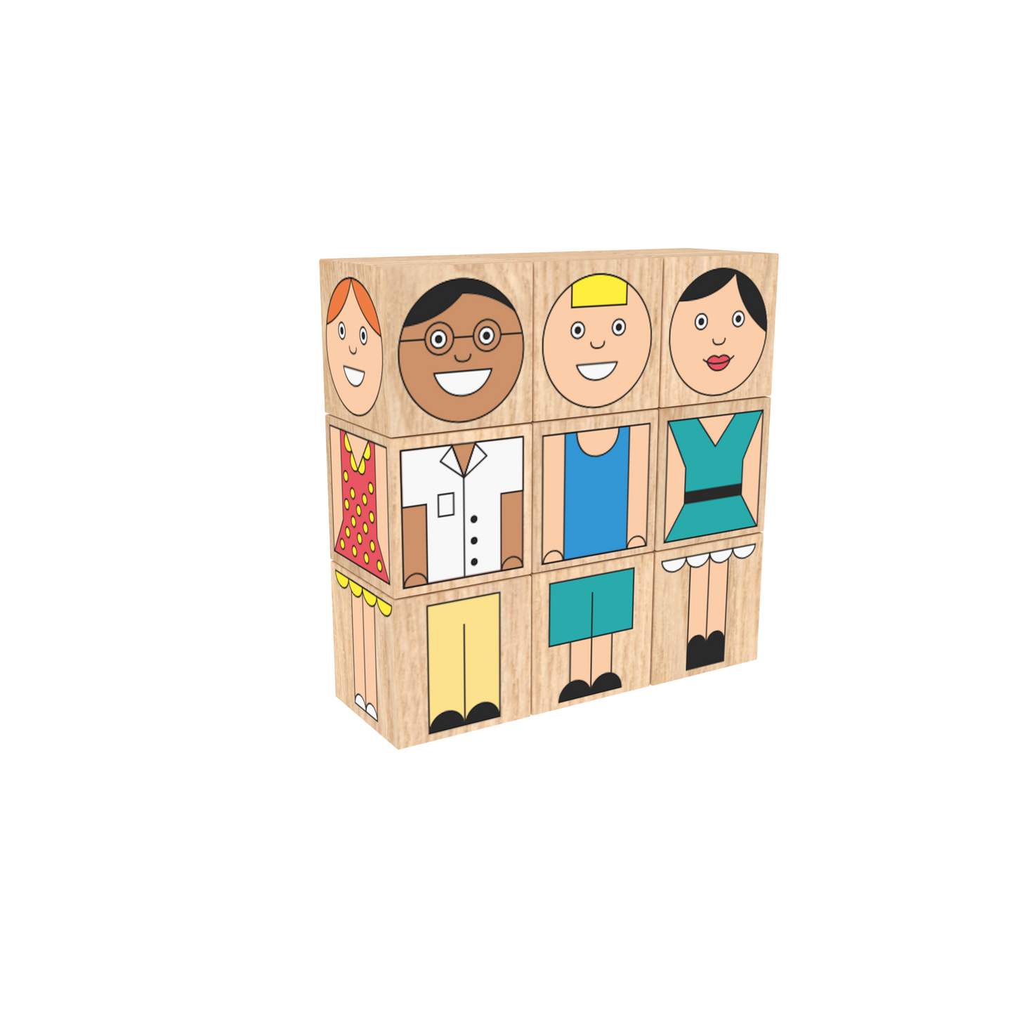Набор деревянных кубиков "Смешные человечки"