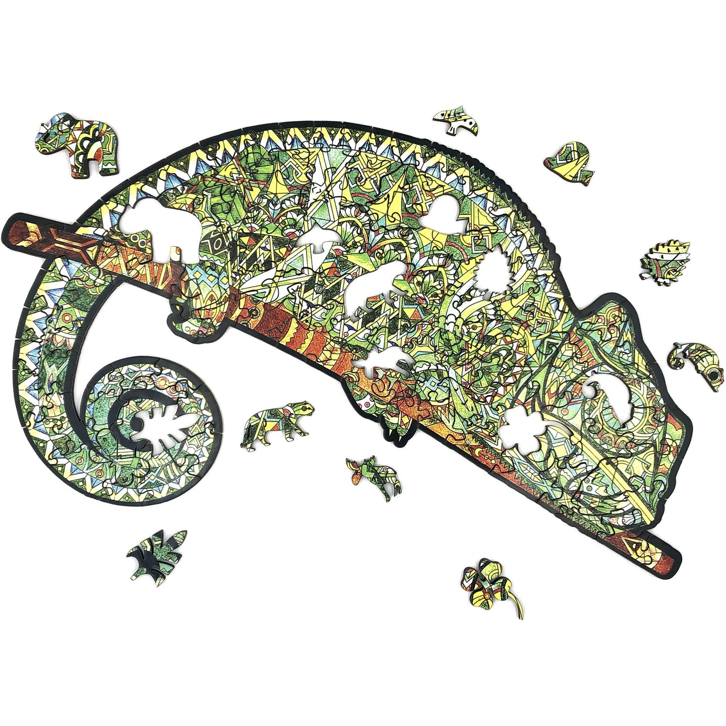 Koka figūru puzle "Paslēpies hameleons"