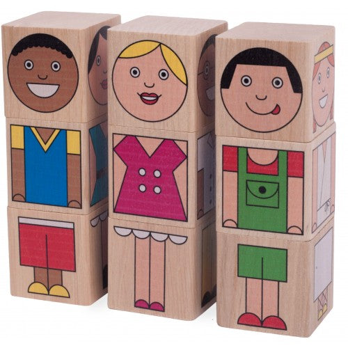 Набор деревянных кубиков "Смешные человечки"